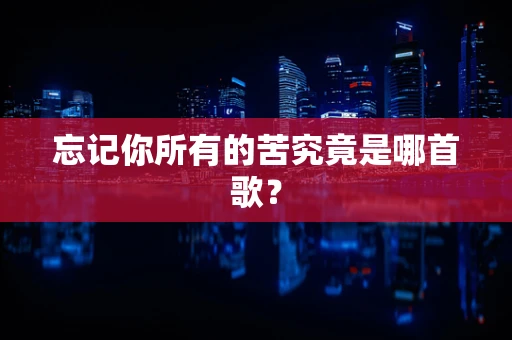 忘记你所有的苦究竟是哪首歌？