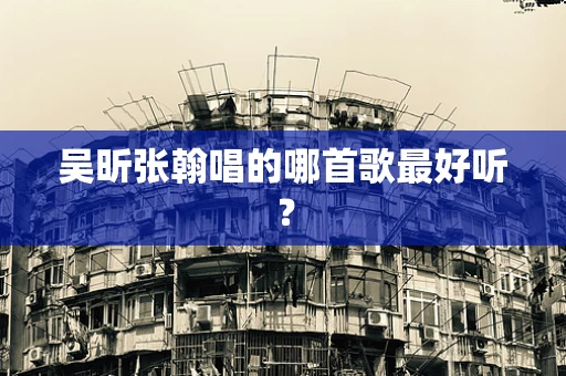 吴昕张翰唱的哪首歌最好听？